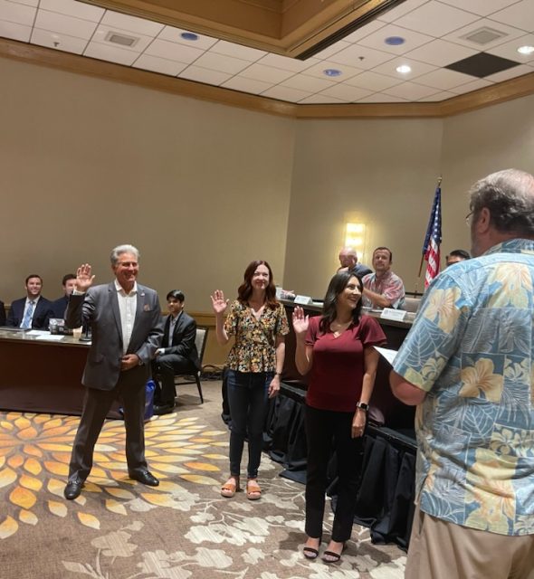 John Dade bein g sworn in as OCGOP Central Committee alternate by John Moorlach